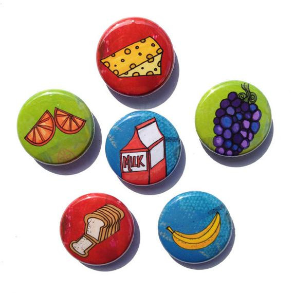 Food Pins
 Healthy Food Magnets or Food Pins Fridge Magnet set pin