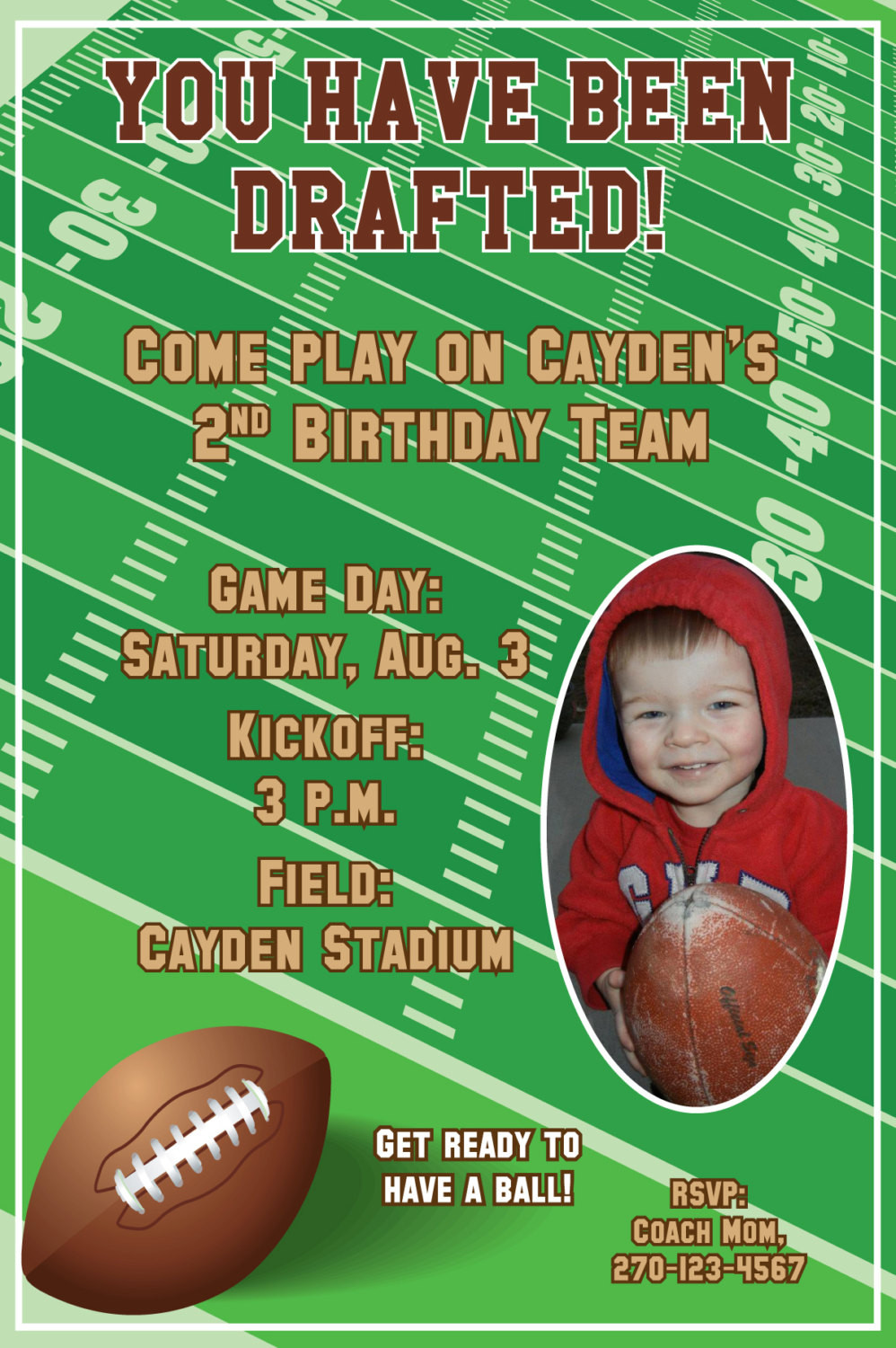 Football Birthday Invitations
 Football Birthday Party Invitations Personalized with