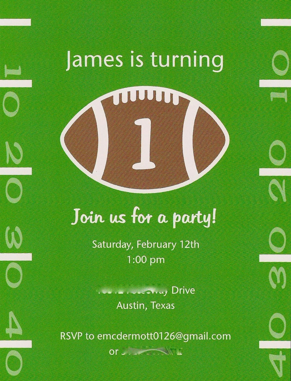 Football Birthday Invitations
 Baby McDermott First Birthday Party The Details