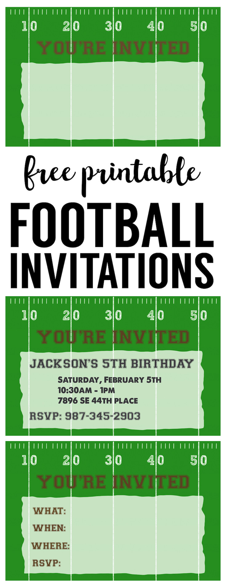 Football Birthday Invitations
 Football Party Invitation Template Free Printable