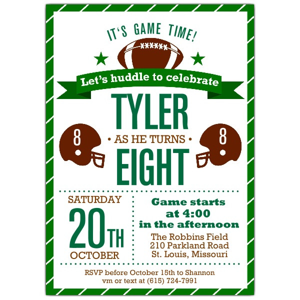 Football Birthday Invitations
 Game Time Football Birthday Party Invitations