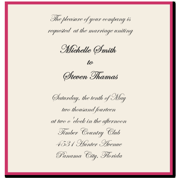 Formal Wedding Invitation Wording
 Formal Wedding Invitation Wording