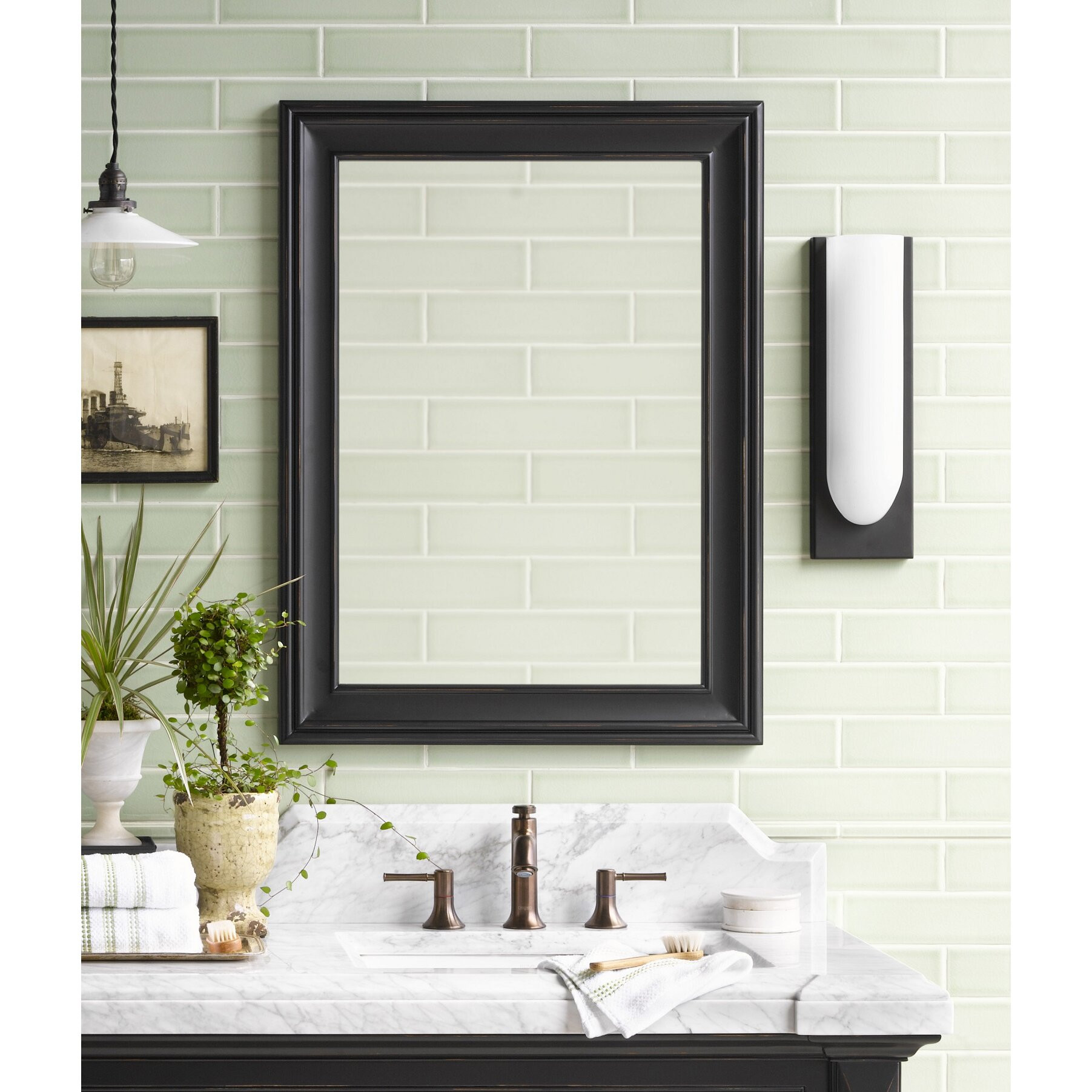 Framed Bathroom Mirrors
 Traditional 24" x 32" Solid Wood Framed Bathroom Mirror in