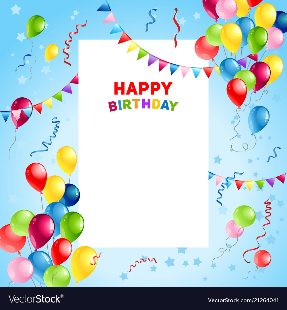 Free Birthday Card Template
 Balloons happy birthday card template Royalty Free Vector