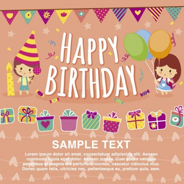 Free Birthday Card Template
 32 Kids Birthday Invitations & Ideas PSD Vector EPS