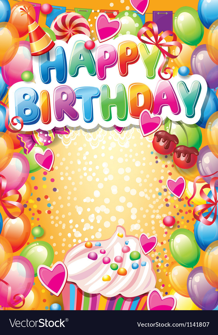 Free Birthday Card Template
 Template for Happy birthday card with place for Vector Image