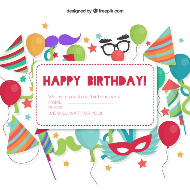 Free Birthday Invitation Cards
 Free Vector