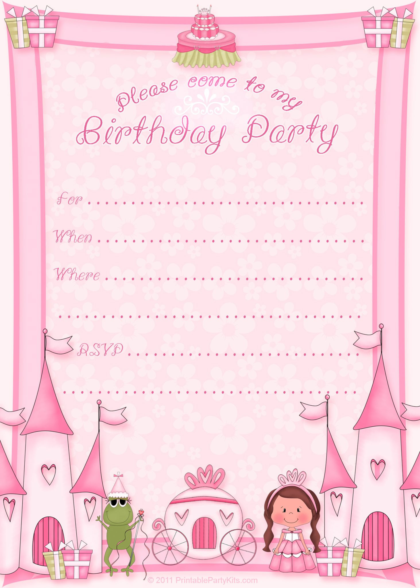 Free Birthday Invitation Template
 Free Printable Princess Birthday Party Invitations