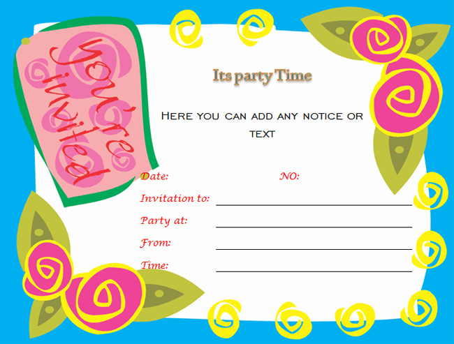 Free Birthday Invitation Templates For Word
 Birthday Party Invitations Microsoft Word Templates