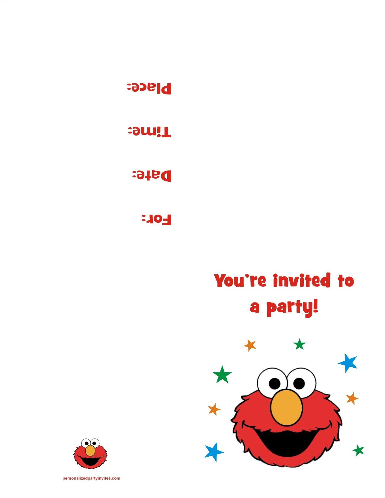 Free Birthday Party Invitations
 Elmo FREE Printable Birthday Party Invitation Personalized