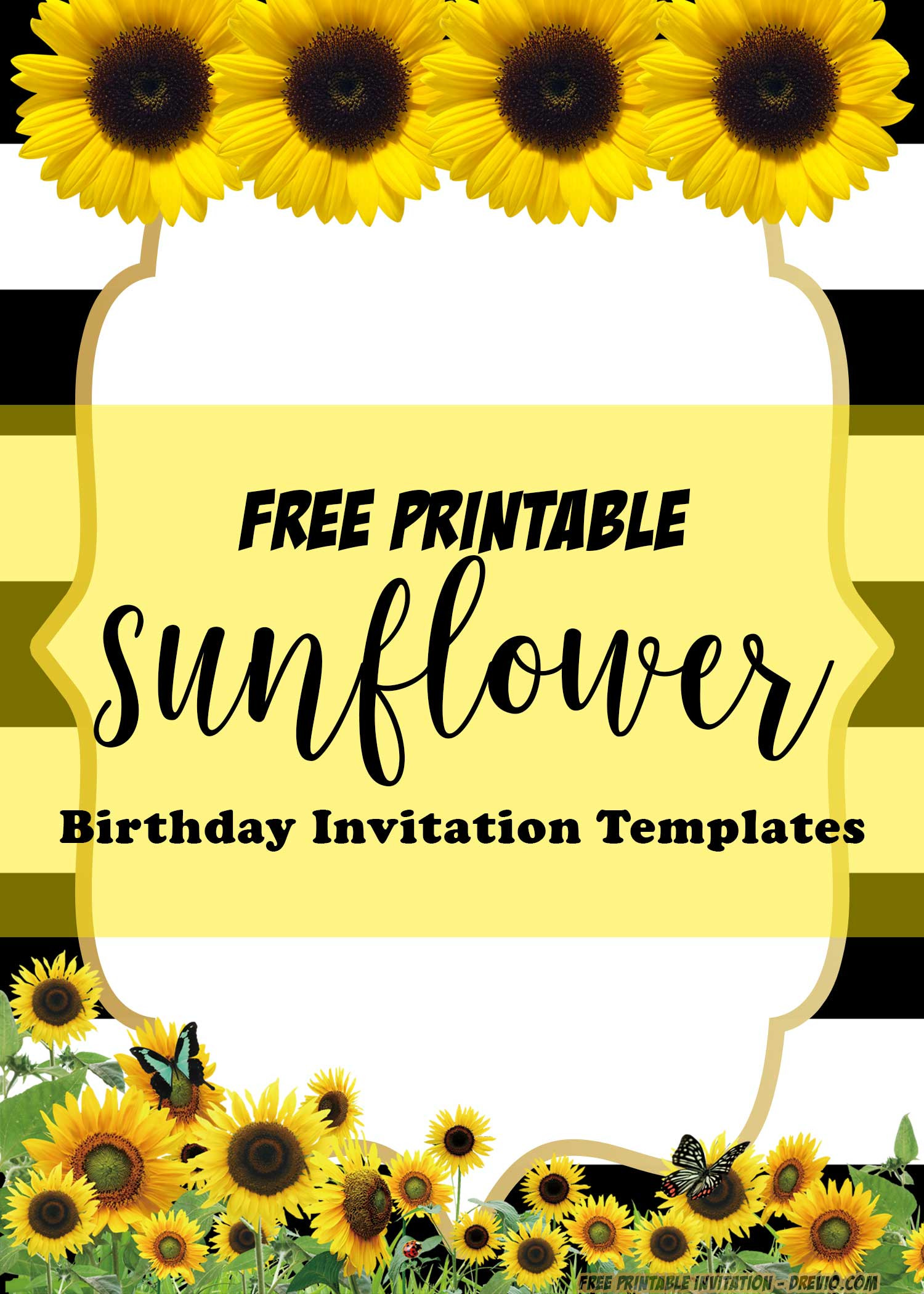 Free Birthday Party Invitations
 FREE Printable Sunflower Birthday Invitation Templates
