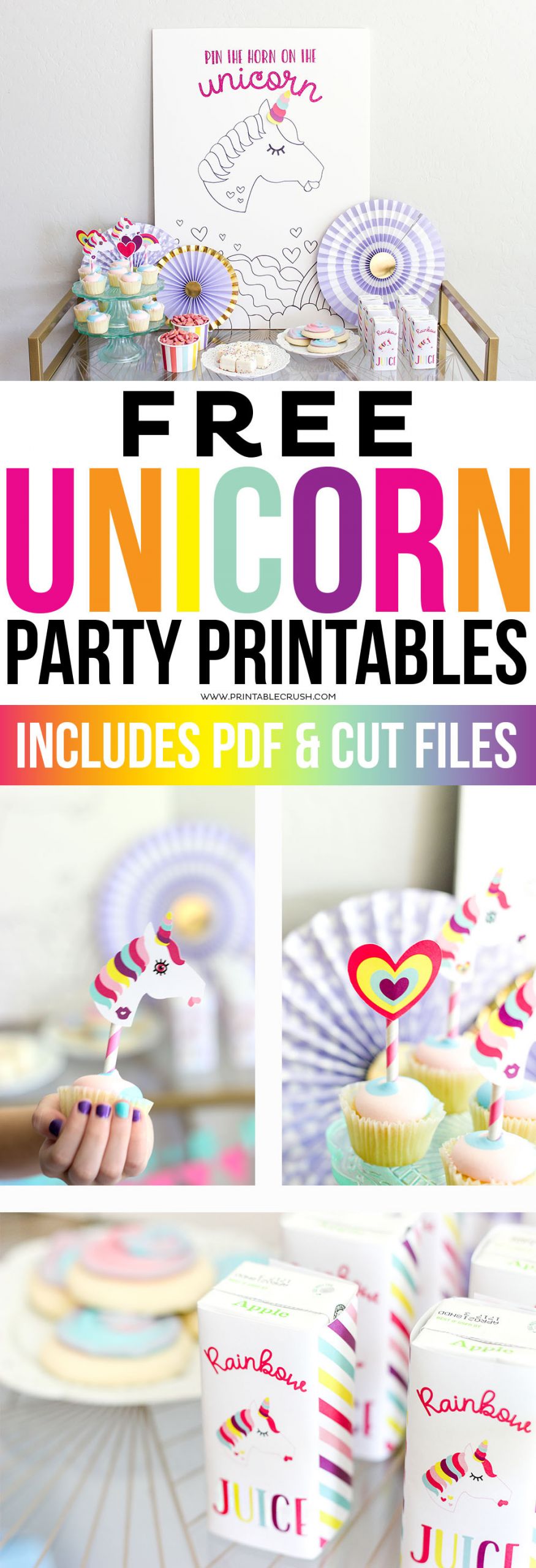 Free Birthday Party Printables
 Free Unicorn Party Printables and Cut Files Printable Crush