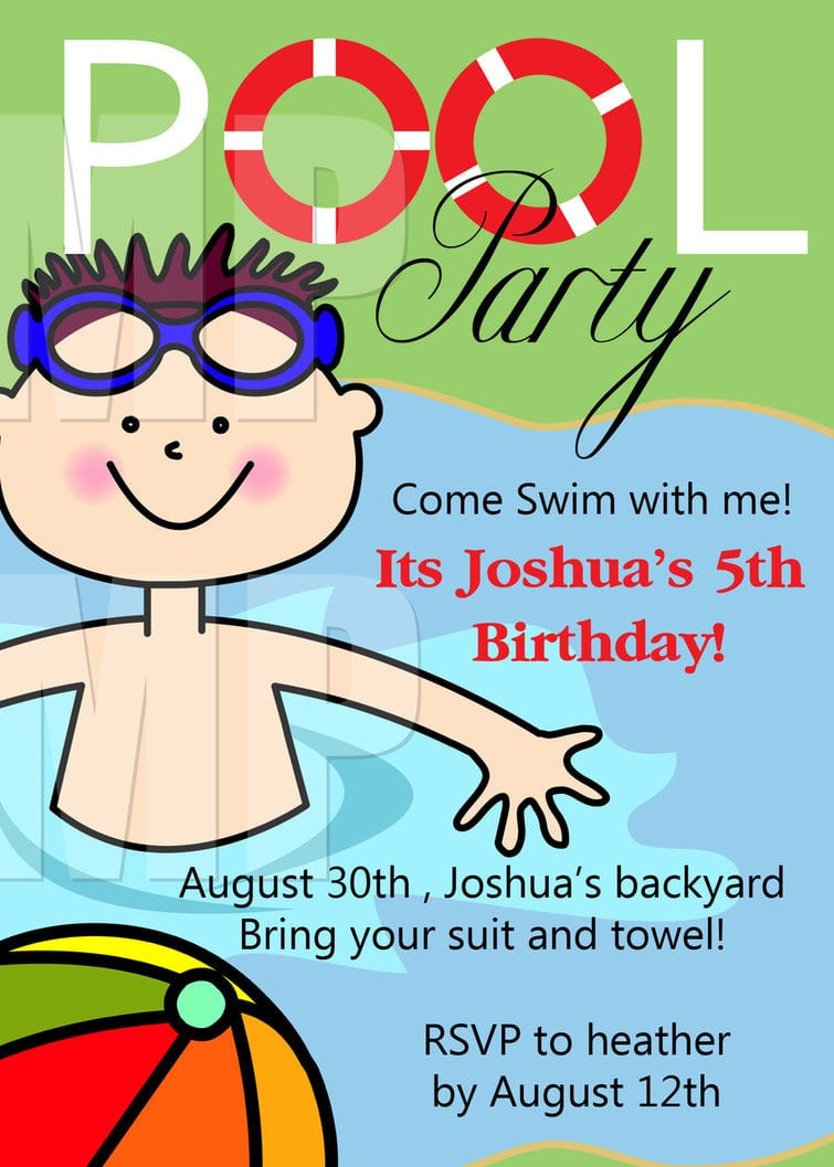 Free Online Printable Birthday Party Invitations
 Pool Party Birthday Invitations Printable Free