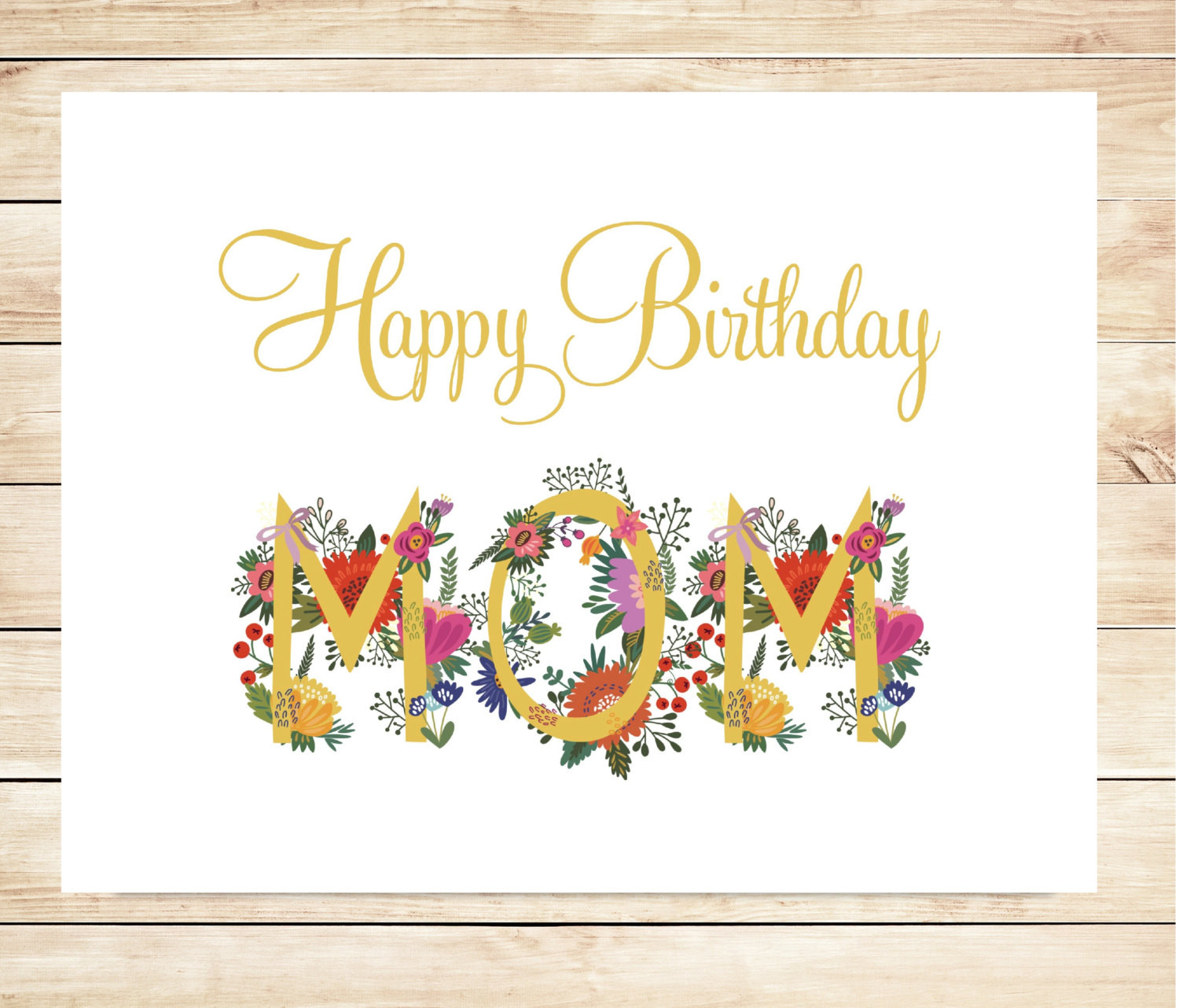 Free Printable Birthday Cards For Mom
 Printable Mom Happy Birthday Card DIY Happy Birthday Card