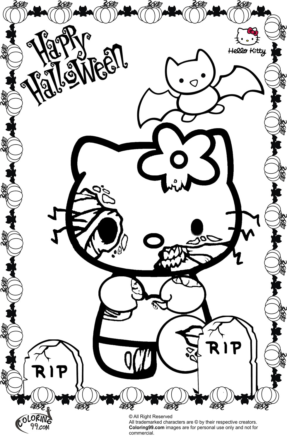 Free Printable Halloween Coloring Pages For Older Kids
 Hello Kitty Halloween Coloring Pages