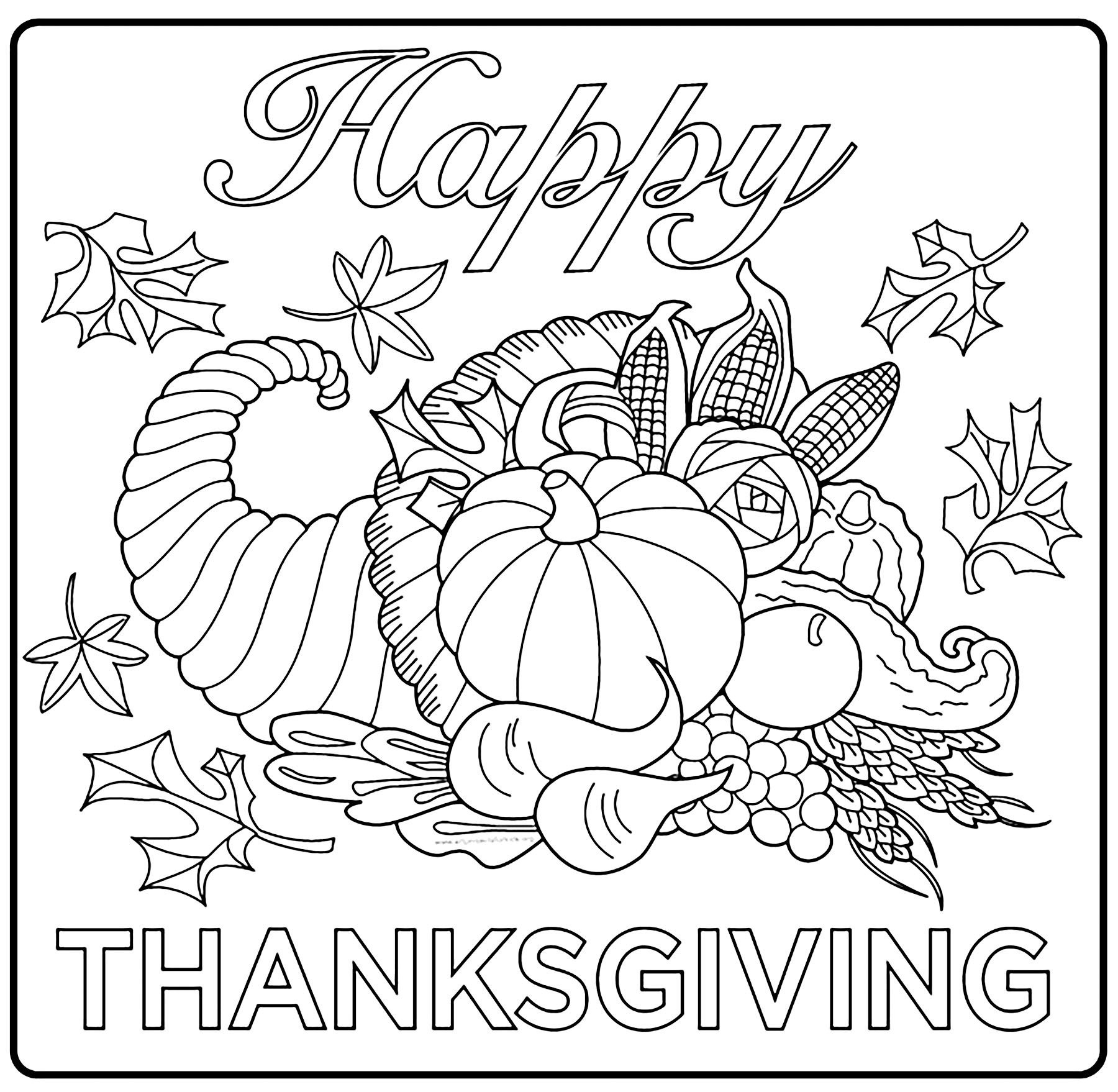 Free Printable Thanksgiving Coloring Sheets
 Thanksgiving free to color for children Thanksgiving