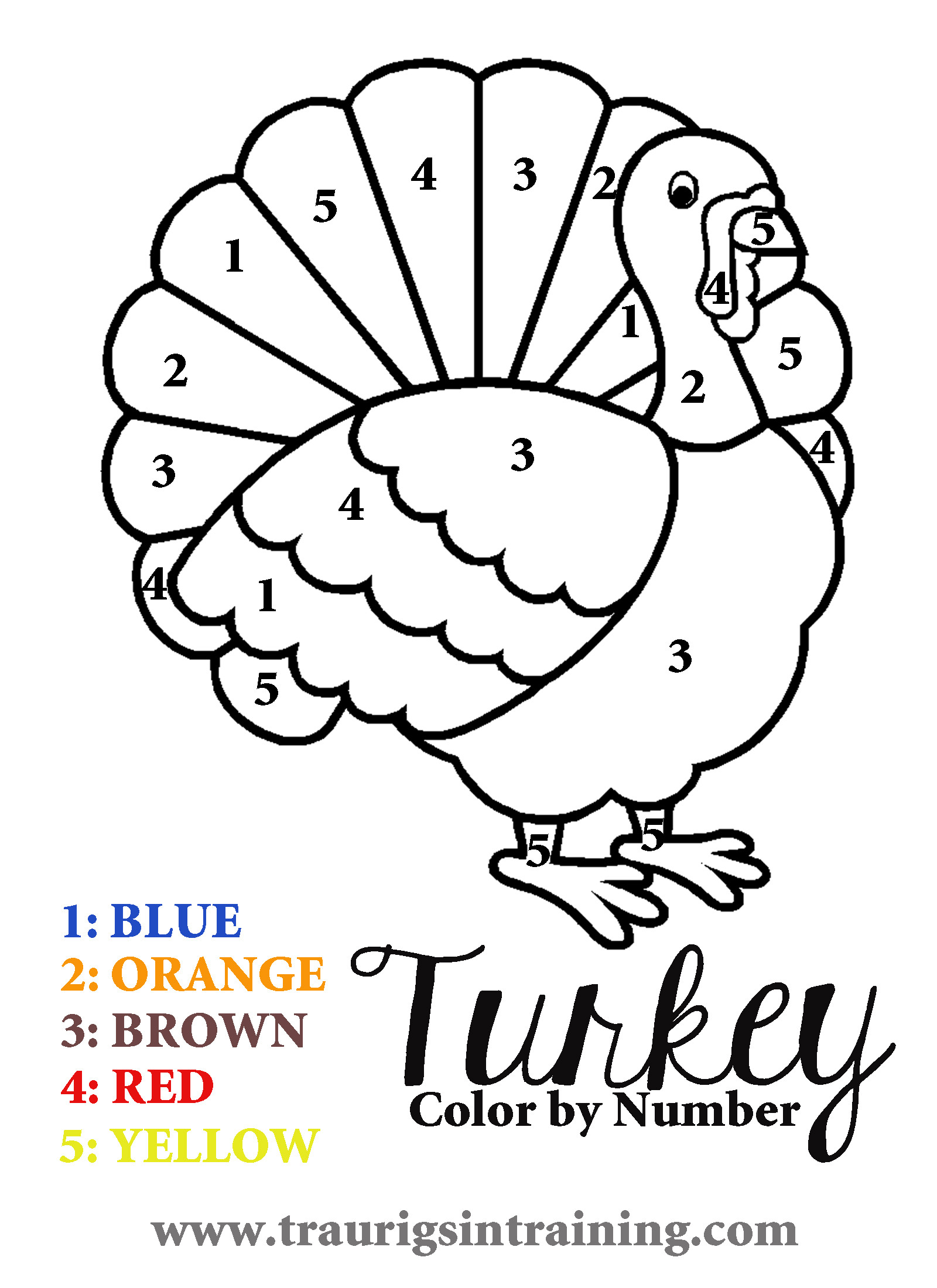 Free Printable Thanksgiving Coloring Sheets
 6 Best of Free Printable Color By Number Turkey