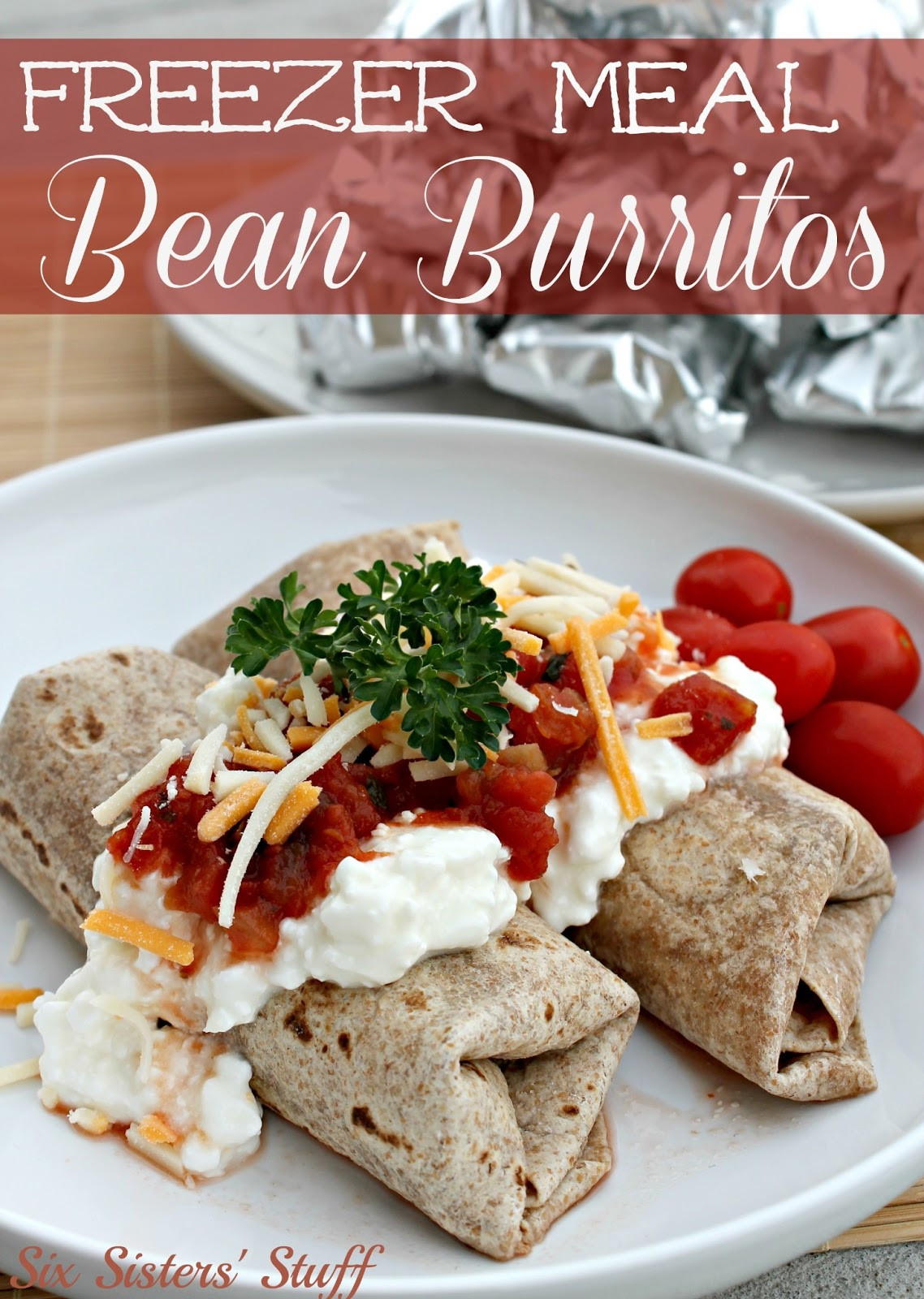 Freezer Bean Burritos
 Freezer Meal Slow Cooker Bean Burritos