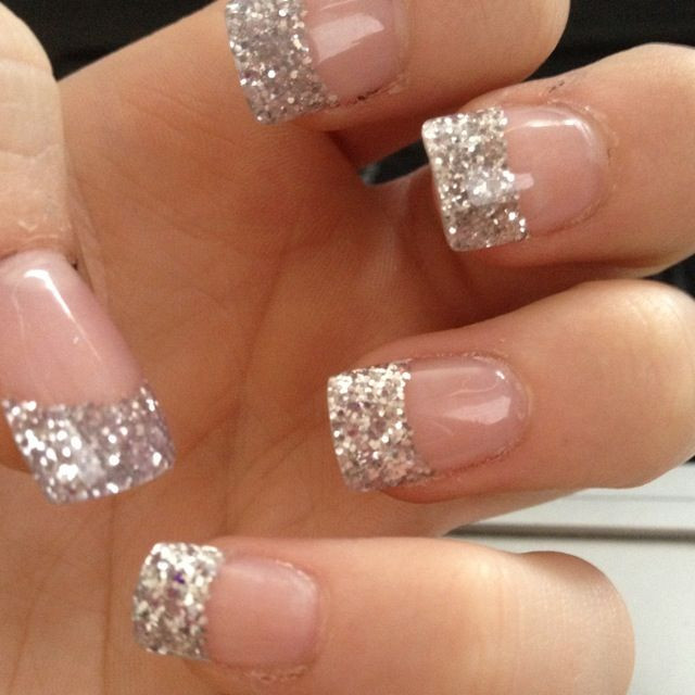 French Tip Acrylic Nails With Glitter
 Glittery French Tip Acrylics