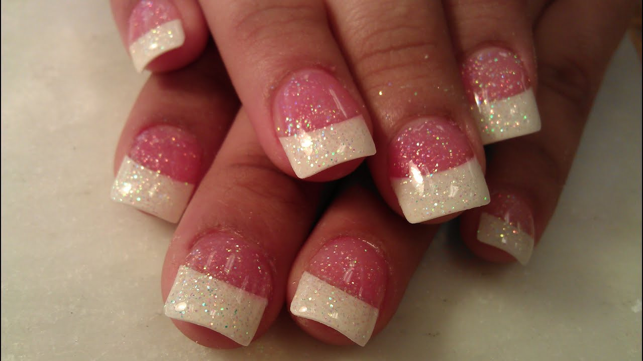 French Tip Acrylic Nails With Glitter
 HOW TO SPARKLE GLITTER FRENCH TIP NAILS PART 2