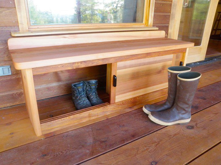 Front Porch Storage Bench
 Bench with storage for front porch A great idea Shoes