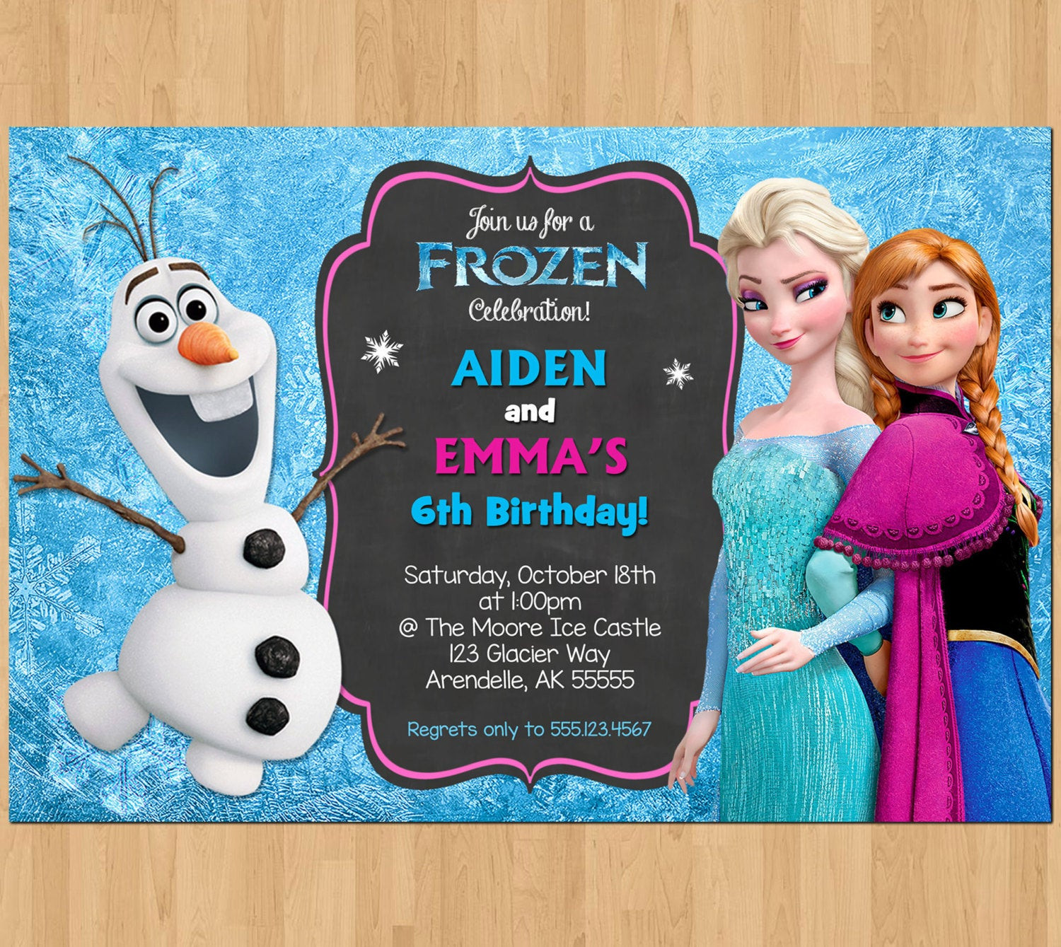 Frozen Birthday Party Invitation
 Sibling Birthday Invitation Frozen Invitation Olaf Elsa Anna