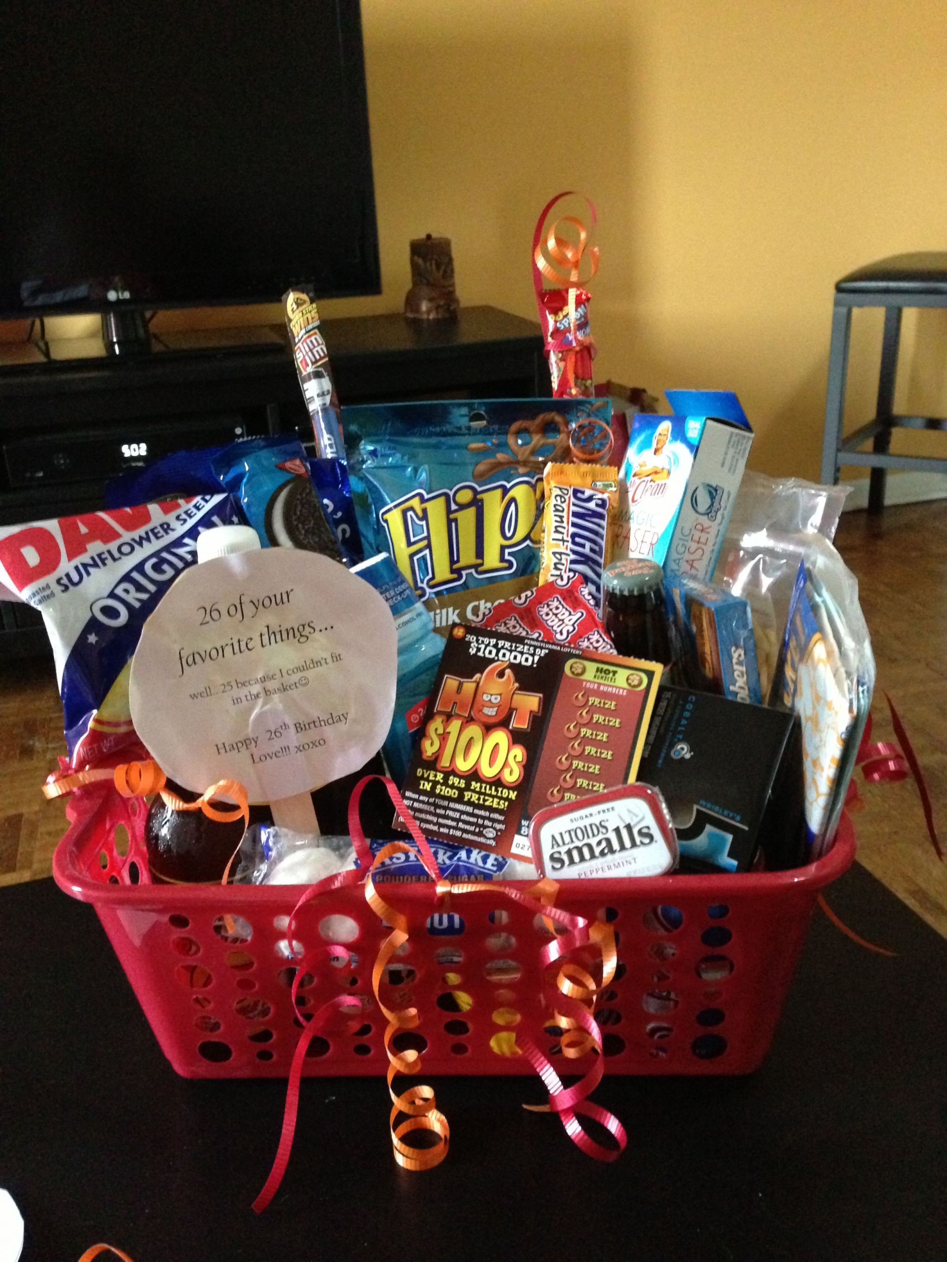 Fun Gift Ideas For Boyfriend
 Boyfriend birthday basket 26 of his favorite things for