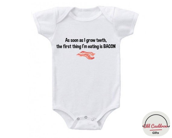 Funny Baby Gift Ideas
 Bacon baby bodysuit Funny baby shower t Baby shower