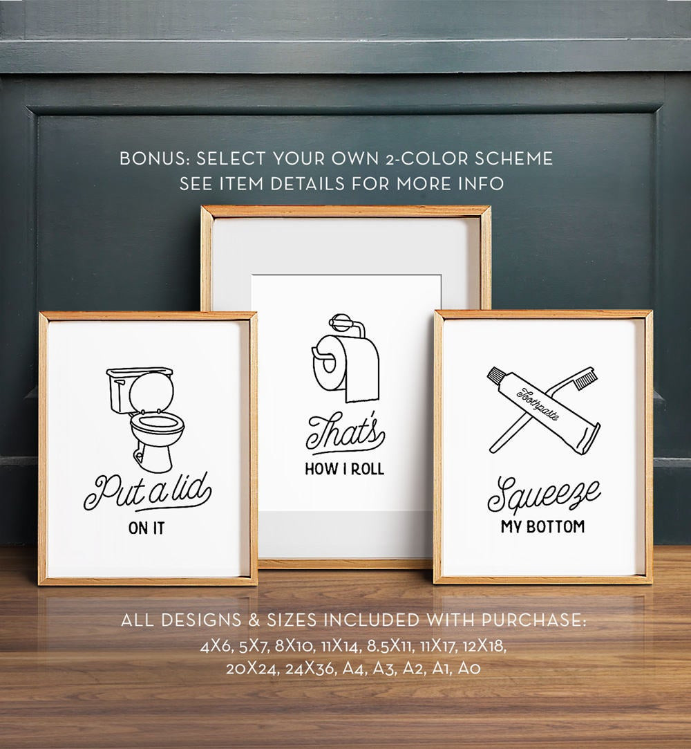 Funny Bathroom Wall Art
 Funny wall art Bathroom art PRINTABLE art Set of 3