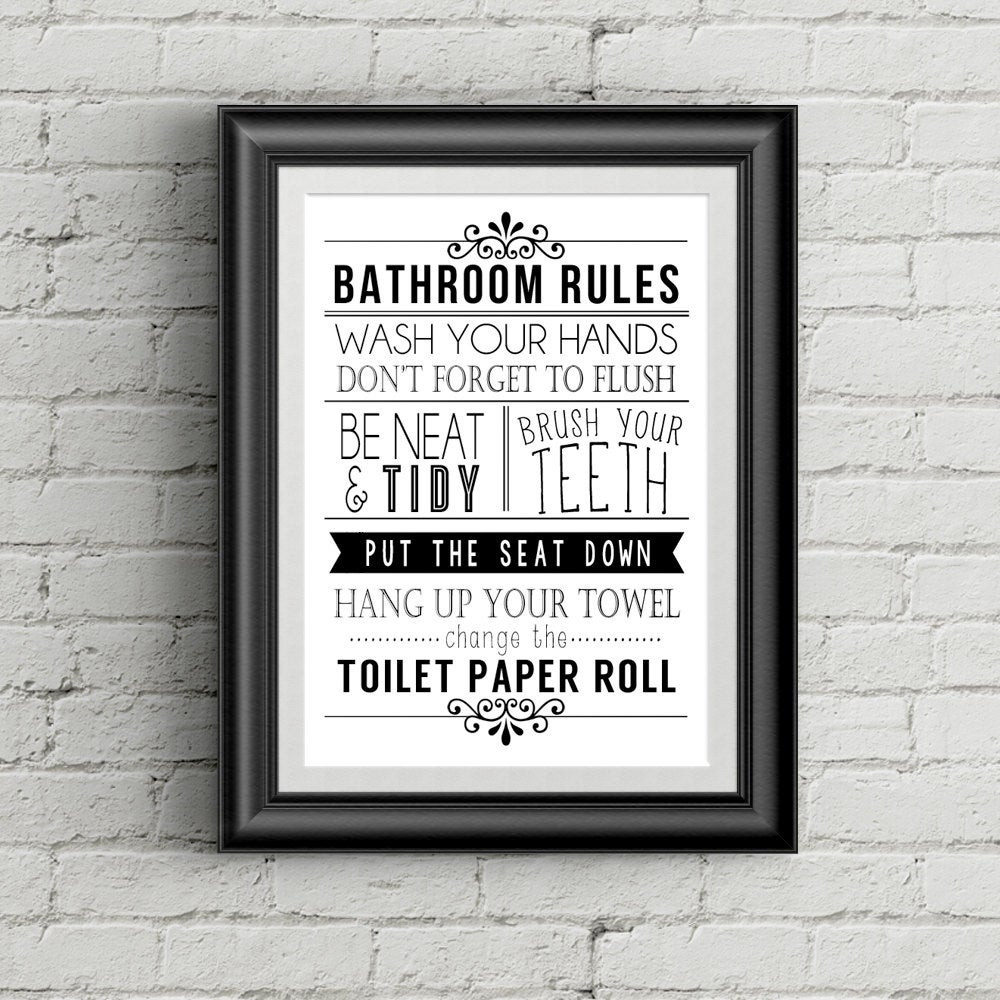 Funny Bathroom Wall Art
 Bathroom Wall Decor Funny Bathroom Art Bathroom Rules