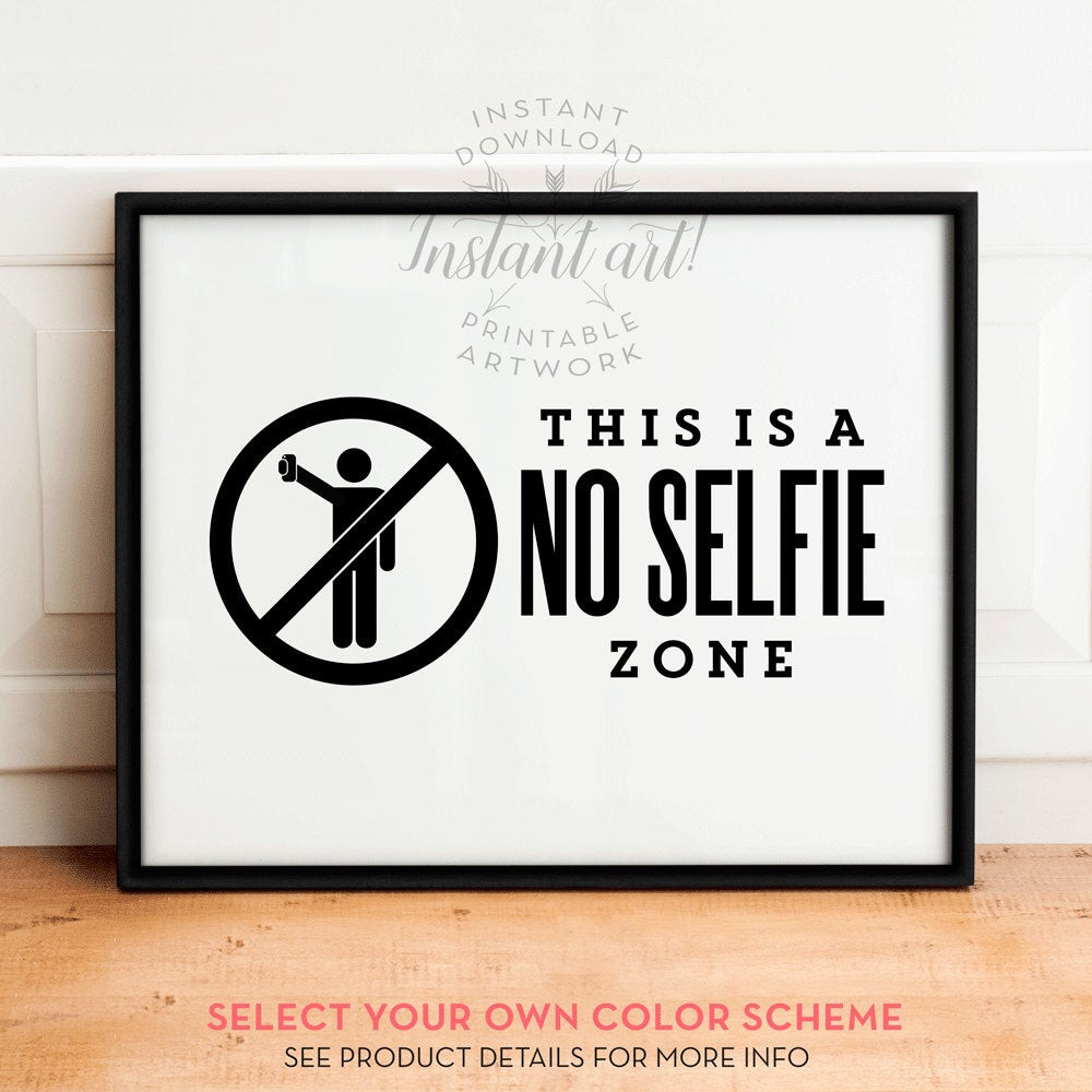 Funny Bathroom Wall Art
 Funny bathroom wall art PRINTABLEno selfie zonebathroom