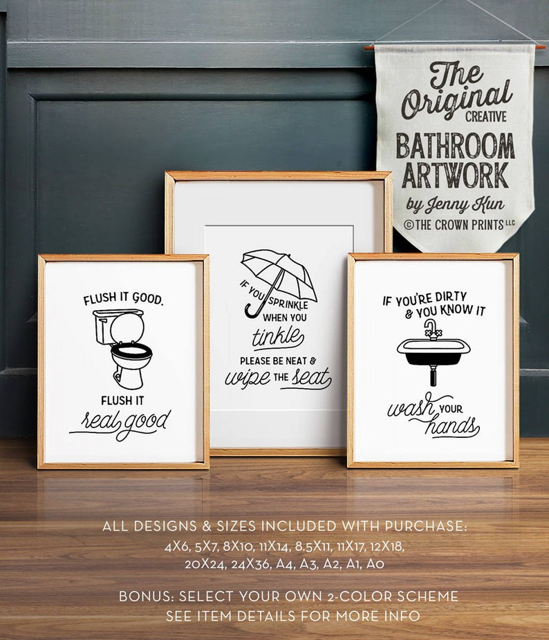 Funny Bathroom Wall Art
 Funny bathroom art PRINTABLE art Bathroom wall decor If