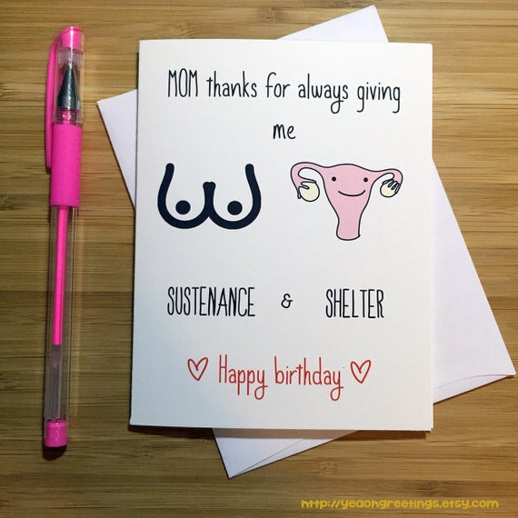 Funny Birthday Card For Mom   Happy Birthday Mom Funny Mom Card Inappropriate Card Card