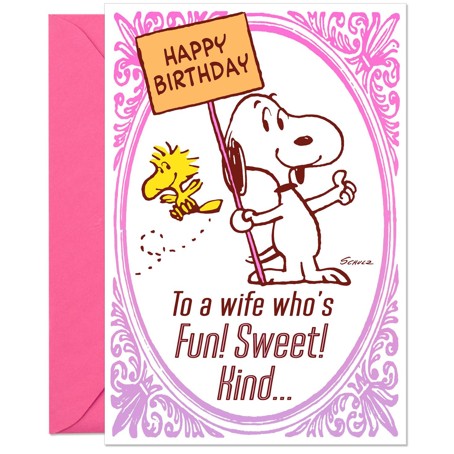 Funny Birthday Cards For Wife
 Peanuts Snoopy and Woodstock Sweet Wife Funny Birthday