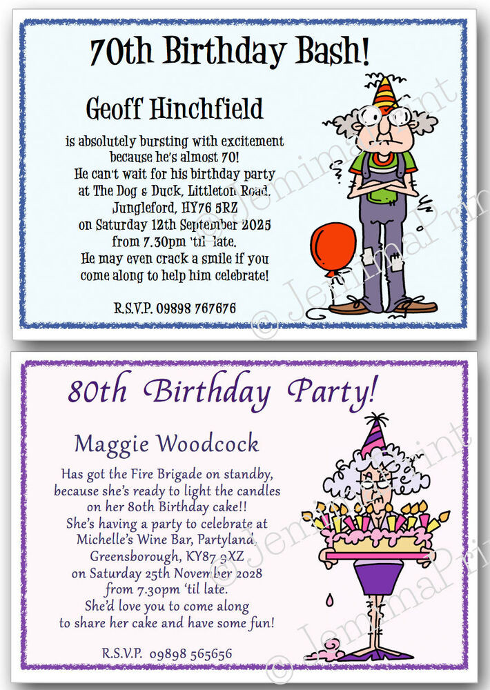 Funny Birthday Invitation
 40th 50th 60th 70th 80th 90th funny Personalised Birthday