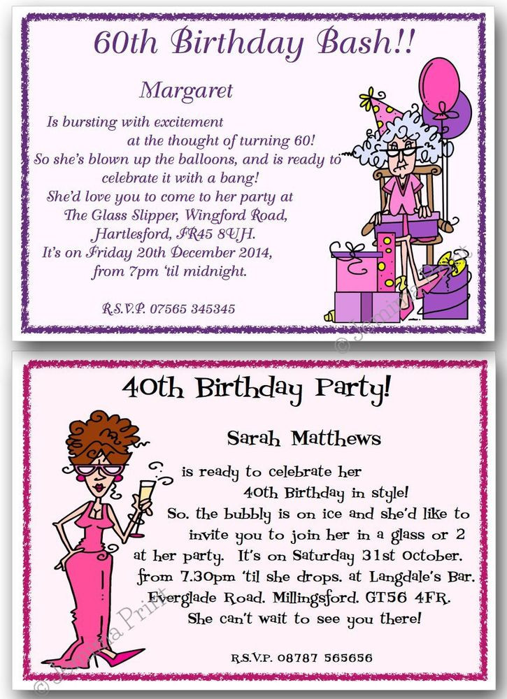 Funny Birthday Invitation
 Personalised funny Birthday Party Invites 30th 40th 50th