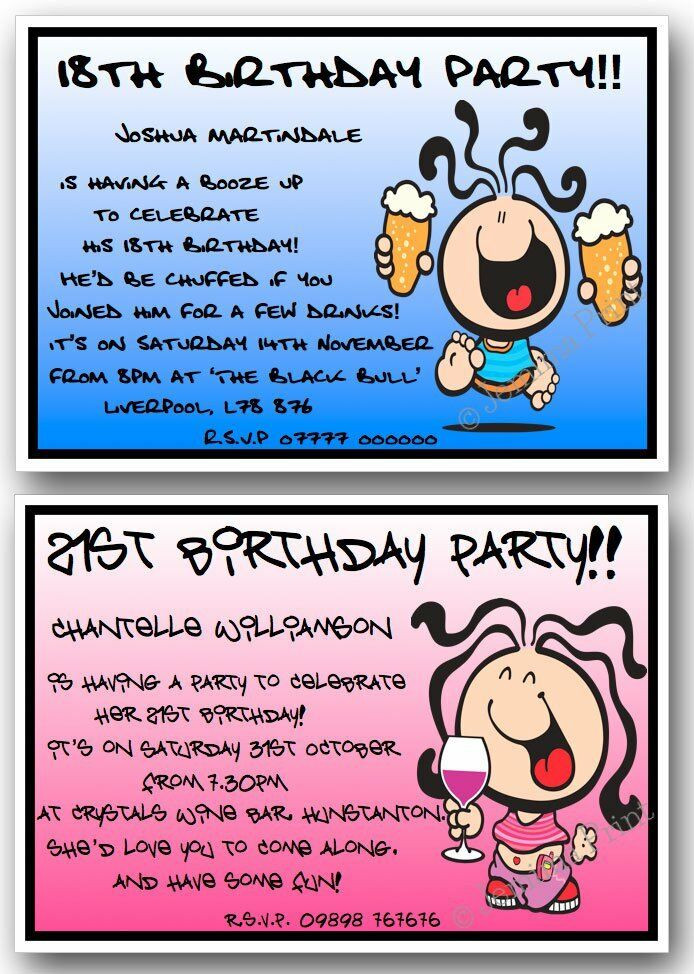 Funny Birthday Invitation
 Personalised 18th 21st 30th 40th 50th 60th funny Birthday