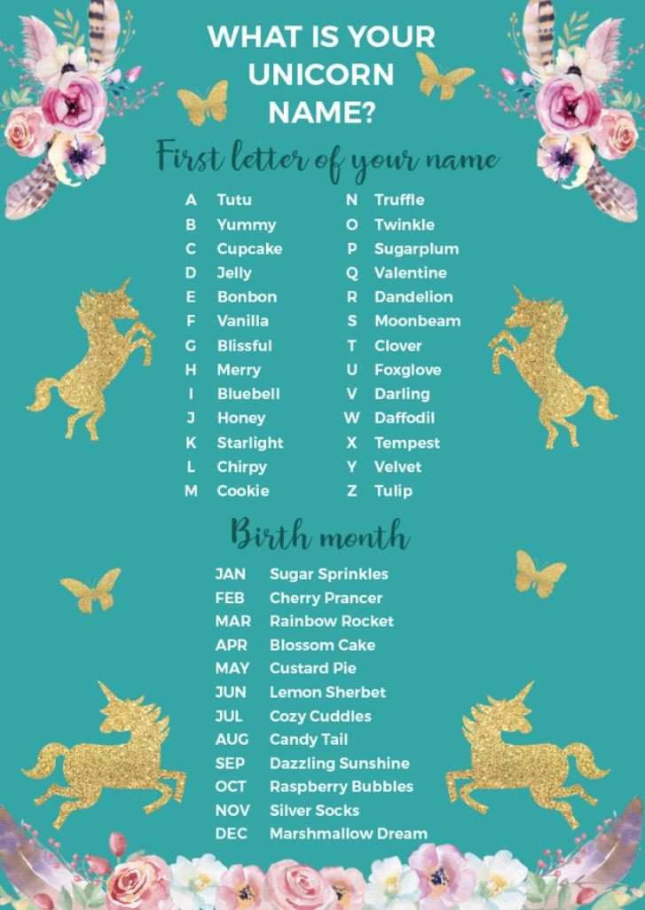 Funny Birthday Party Names
 UNICORN NAME‼️‼️‼️