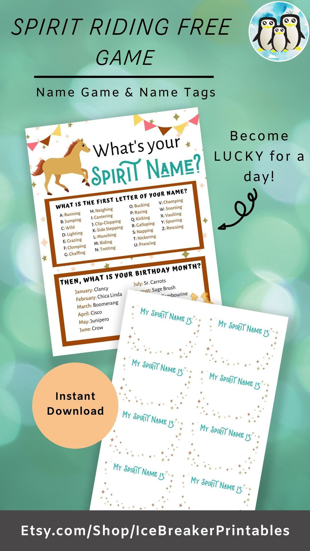 Funny Birthday Party Names
 Spirit Riding Free Party Name Game for your Horse Birthday