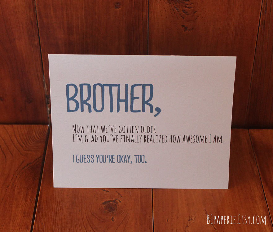 Funny Brother Birthday Cards
 Brother Card Brother Birthday Card Funny Card by