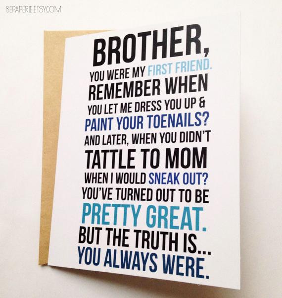 Funny Brother Birthday Cards
 Brother Card Brother Birthday Card Funny Card Card for