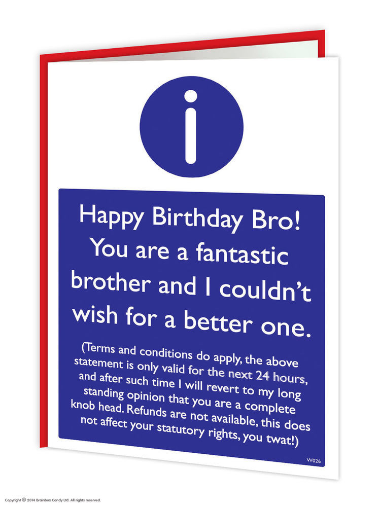 Funny Brother Birthday Cards
 Brainbox Candy Brother Bro Birthday Greeting Cards funny