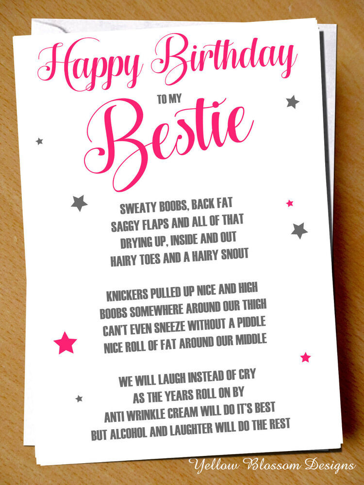 Funny Happy Birthday Best Friend Poems
 Funny Cheeky Happy Birthday Card Best Friend Bestie