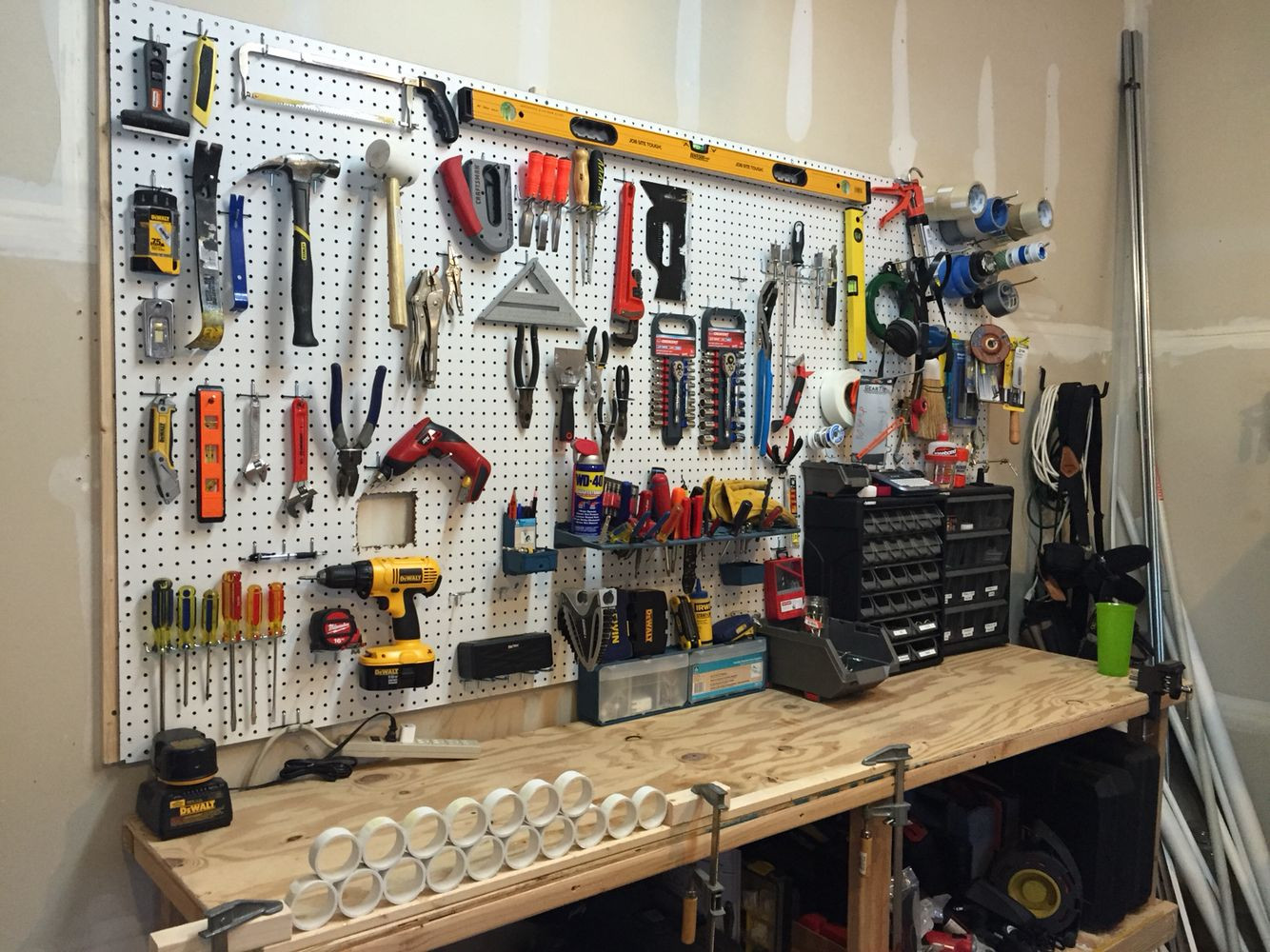 Garage Pegboard Organization
 Current pegboard layout organization