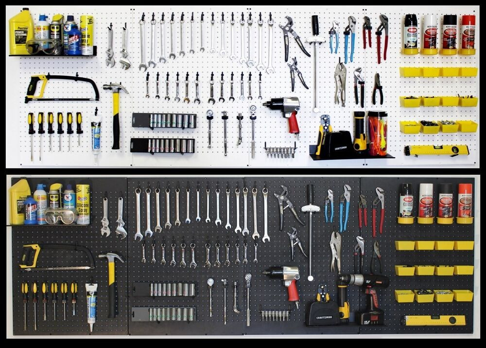 Garage Pegboard Organization
 WallPeg pegboard panels shelves bins locking peg hooks