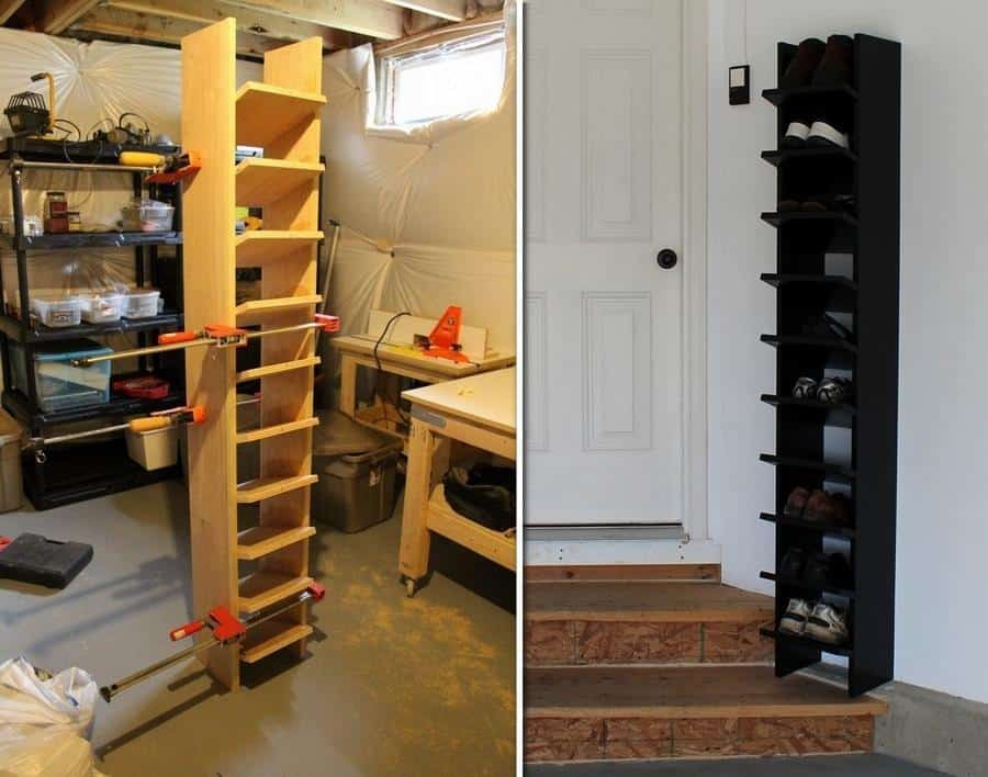 Garage Shoe Organizers
 DIY Garage Shoe Organizer