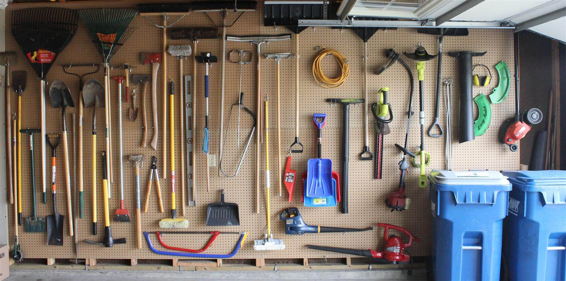 Garage Tool Organization
 Organize your garage with pegboard