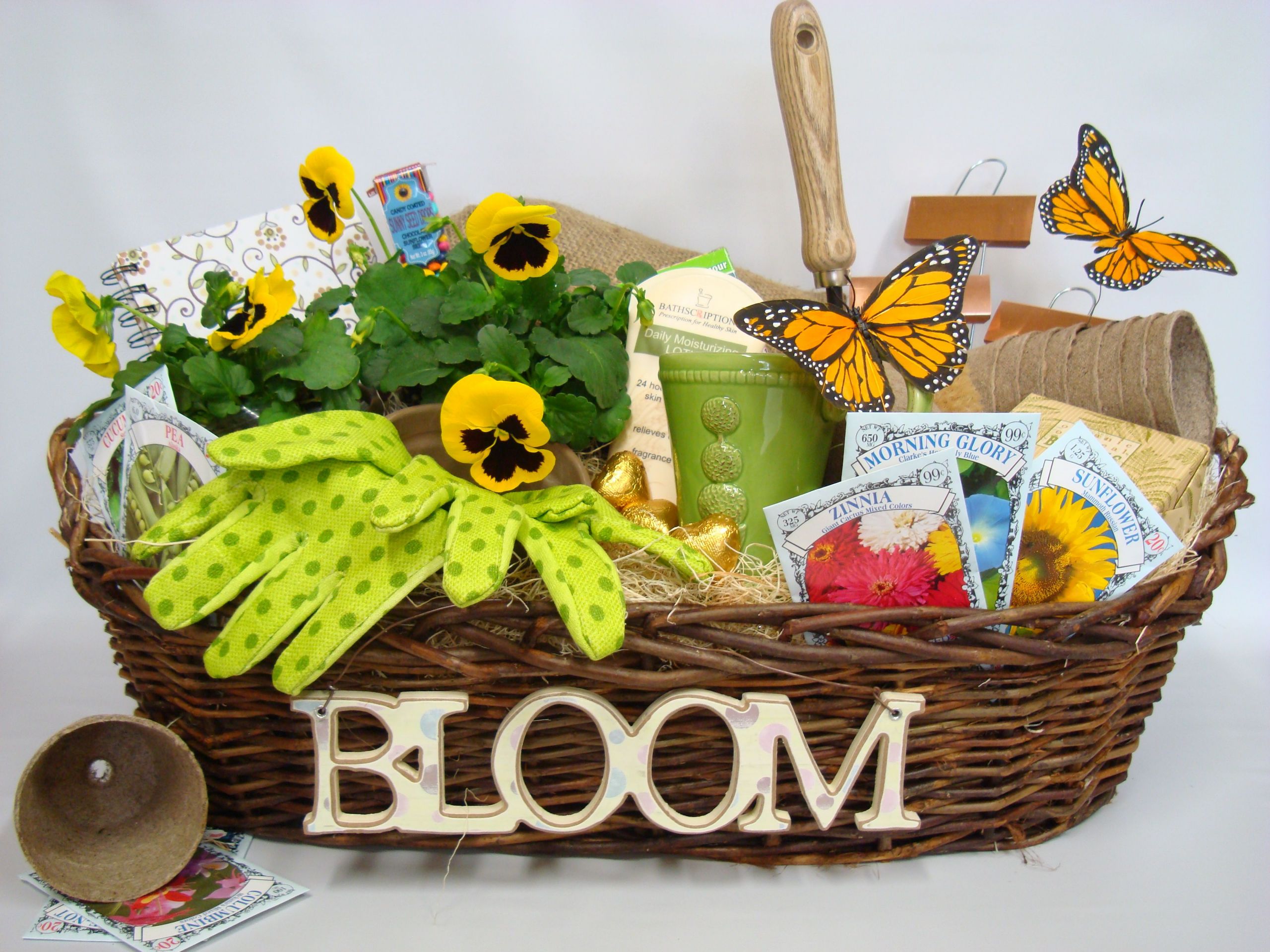 Garden Themed Gift Basket Ideas
 Attaching wooden letters is a good idea as opposed to