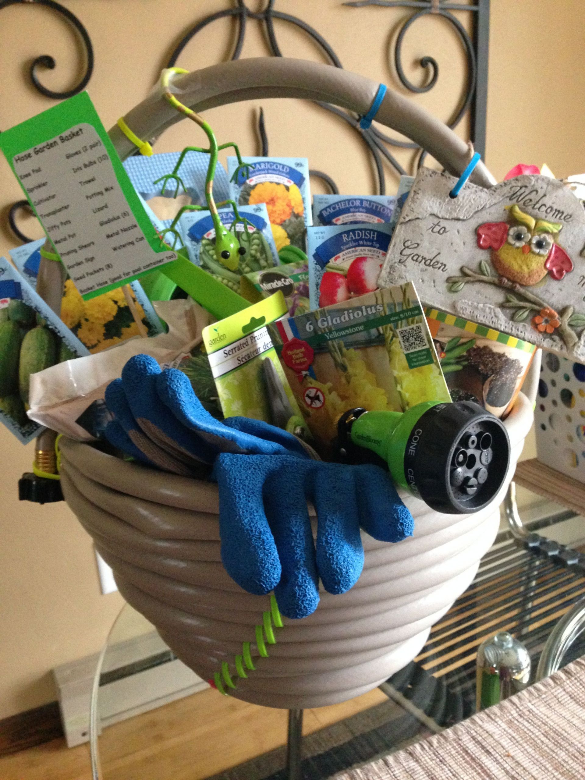 Garden Themed Gift Basket Ideas
 Garden hose basket For a fundraiser