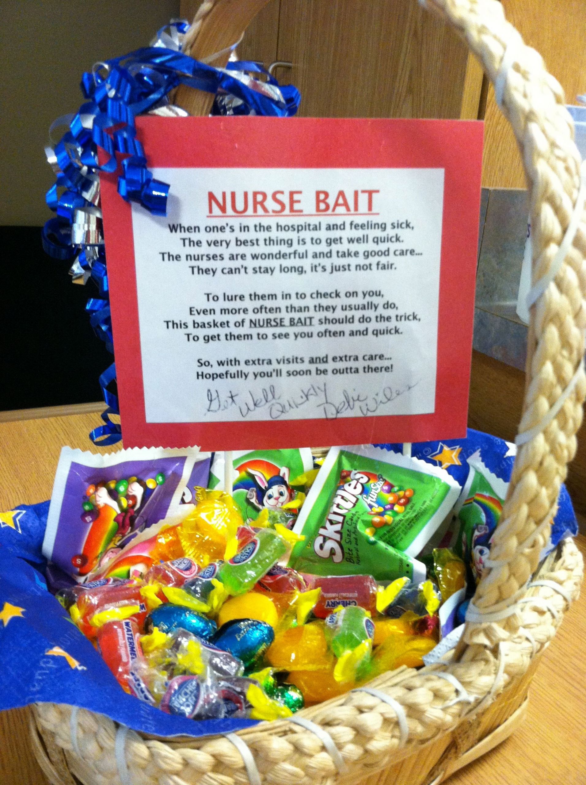 Gift Basket For Child In Hospital
 Nurse Bait to bring to sick in hospital so the nurses